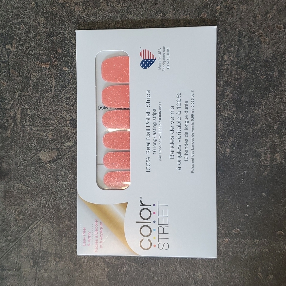 Color Street Nail Polish Strips. Bright Peach. Glitter Finish.